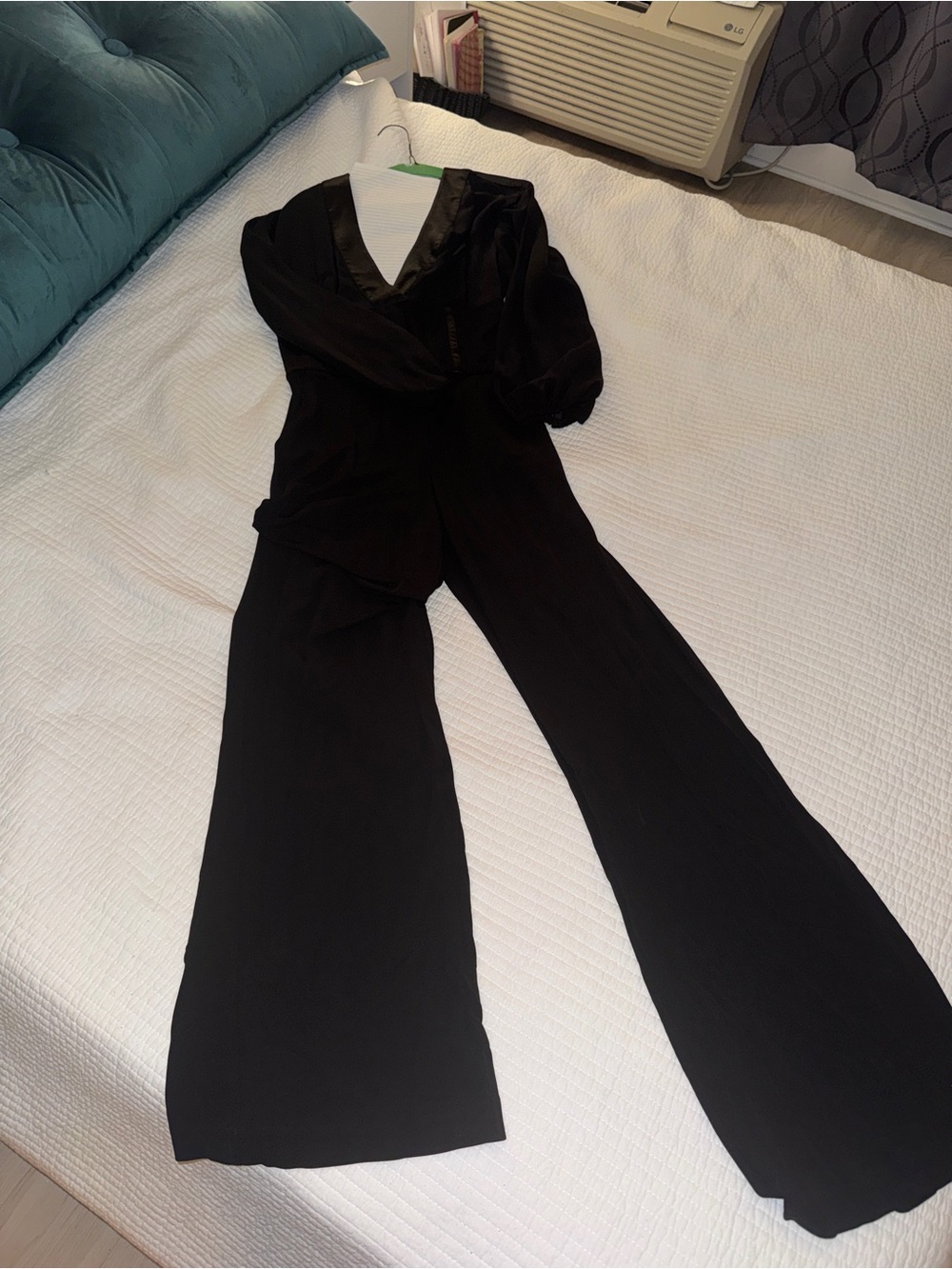 bebe Black Wide-Leg Jumpsuit with V-Neck